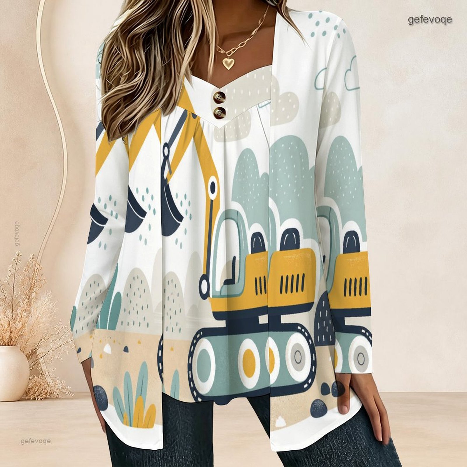 Blouses - Women Fake Two Piece Long Sleeve