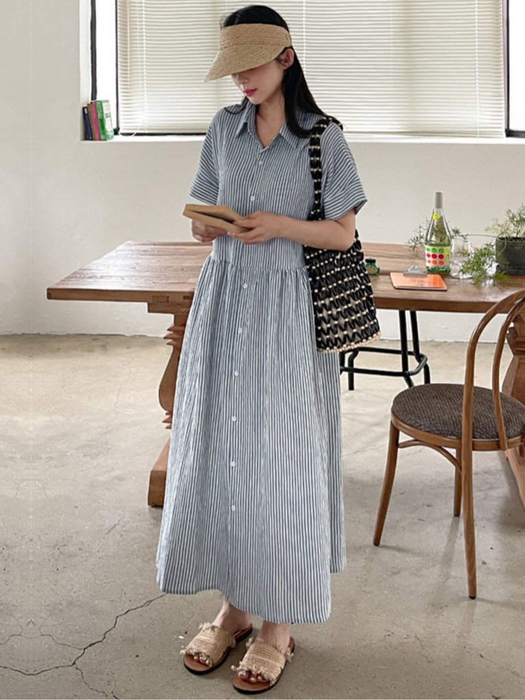Retro Korean Style Loose Fit S - Korean Style A Line Shirt Dress recension och pris