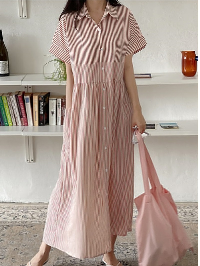 Retro Korean Style Loose Fit S - Korean Style A Line Shirt Dress recension och pris