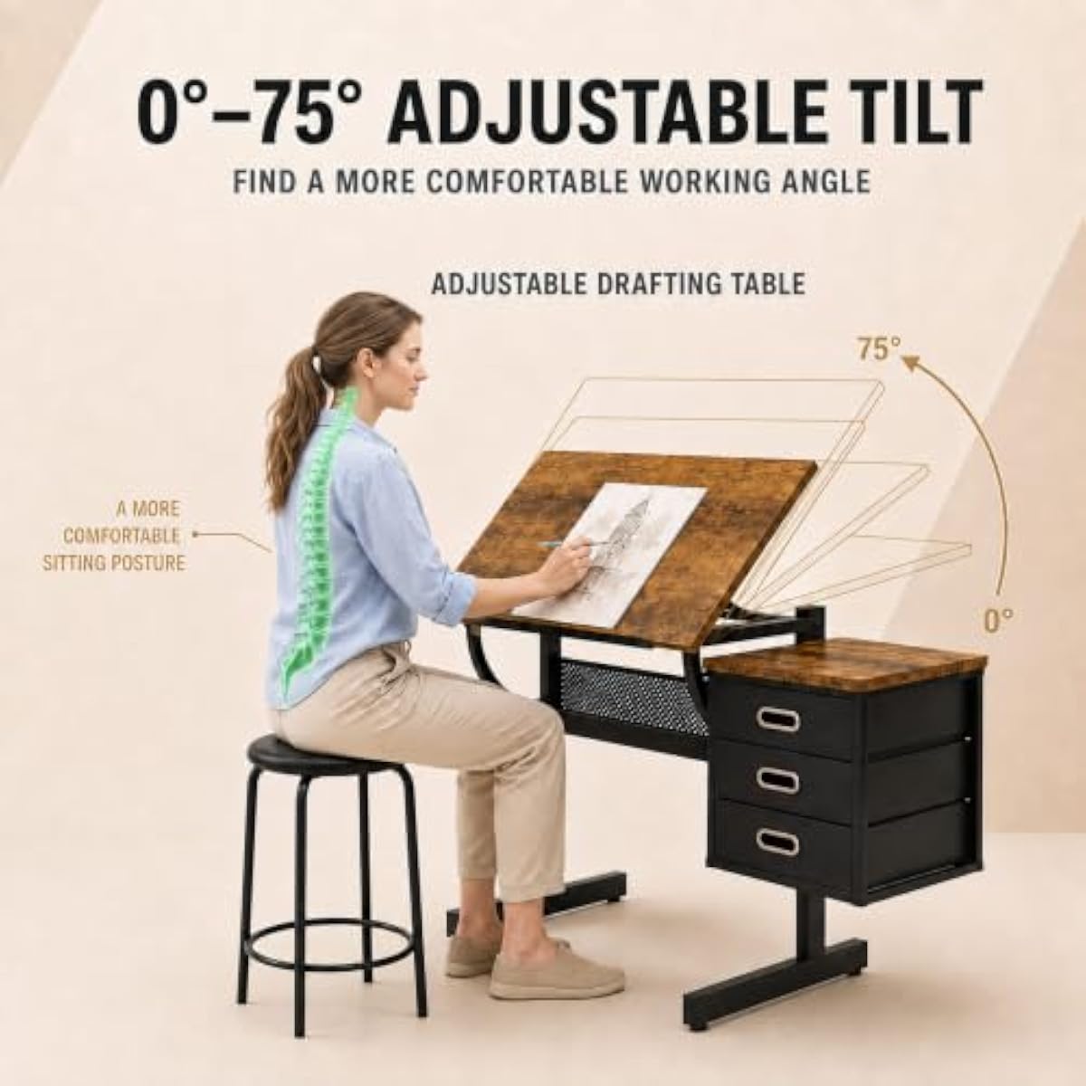 Adjustable Drafting Desk with  - Tops recension och pris