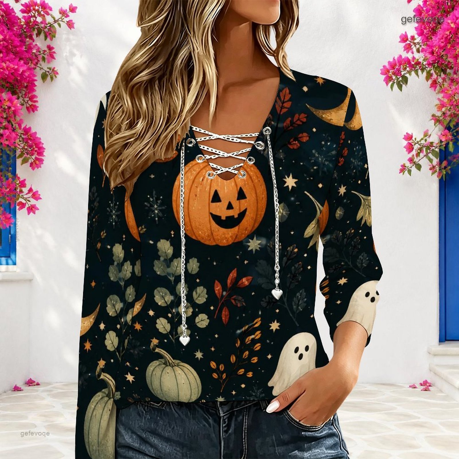 Women V Neck Long Sleeve Top M - Blouses recension och pris