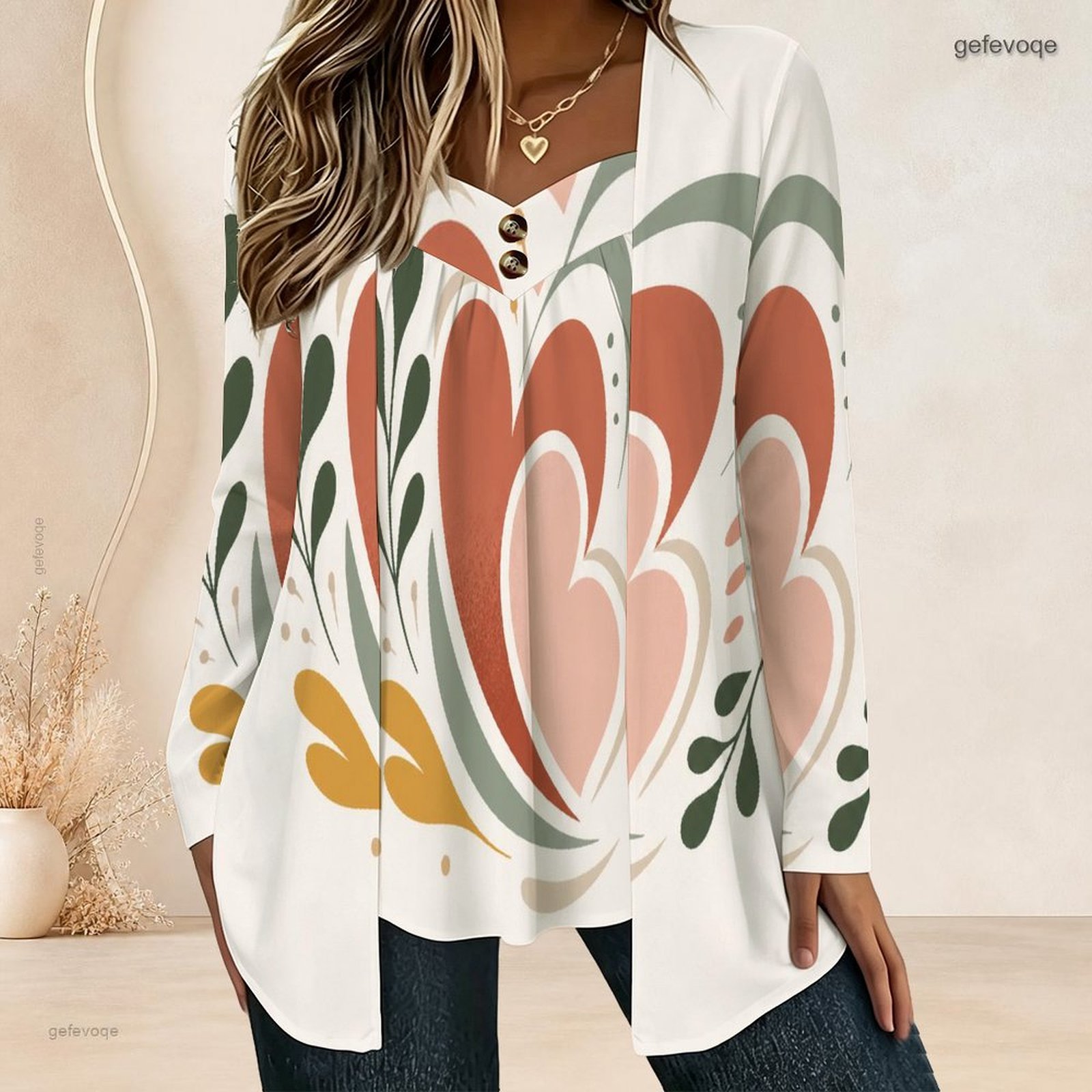 Women Fake Two Piece Long Slee - Blouses recension och pris