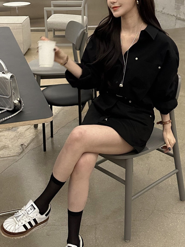 White Shirt Dress Women's Kore - Korean Style A Line Shirt Dress recension och pris