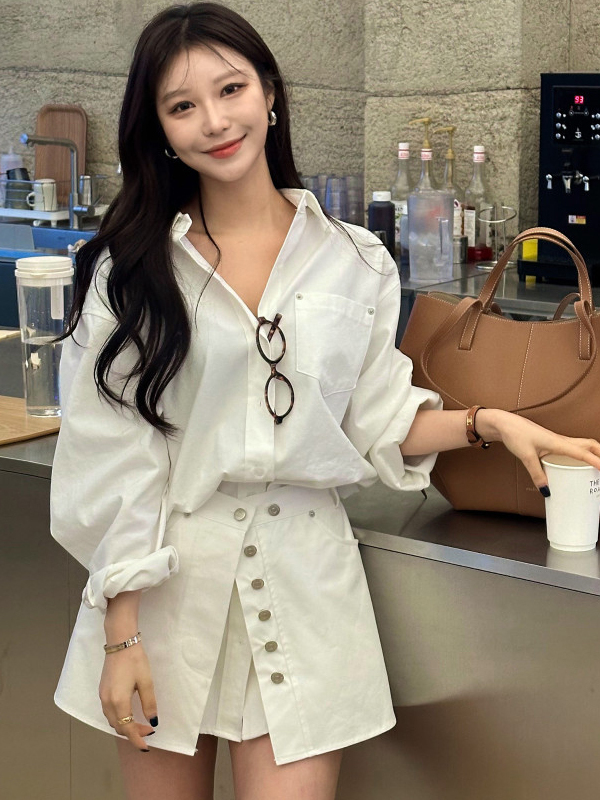 White Shirt Dress Women's Kore - Korean Style A Line Shirt Dress recension och pris