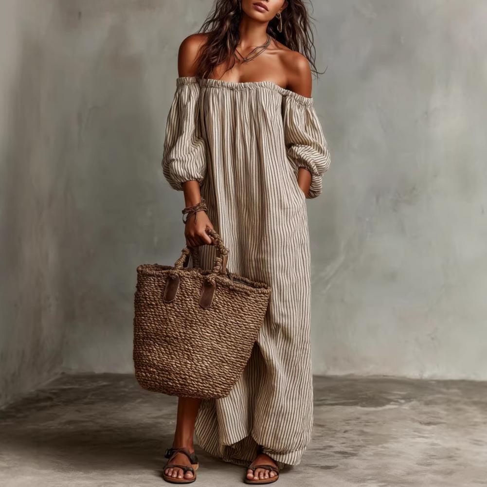Spring Summer Women's Off Shou - Off Shoulder Puff Sleeve Sundress recension och pris