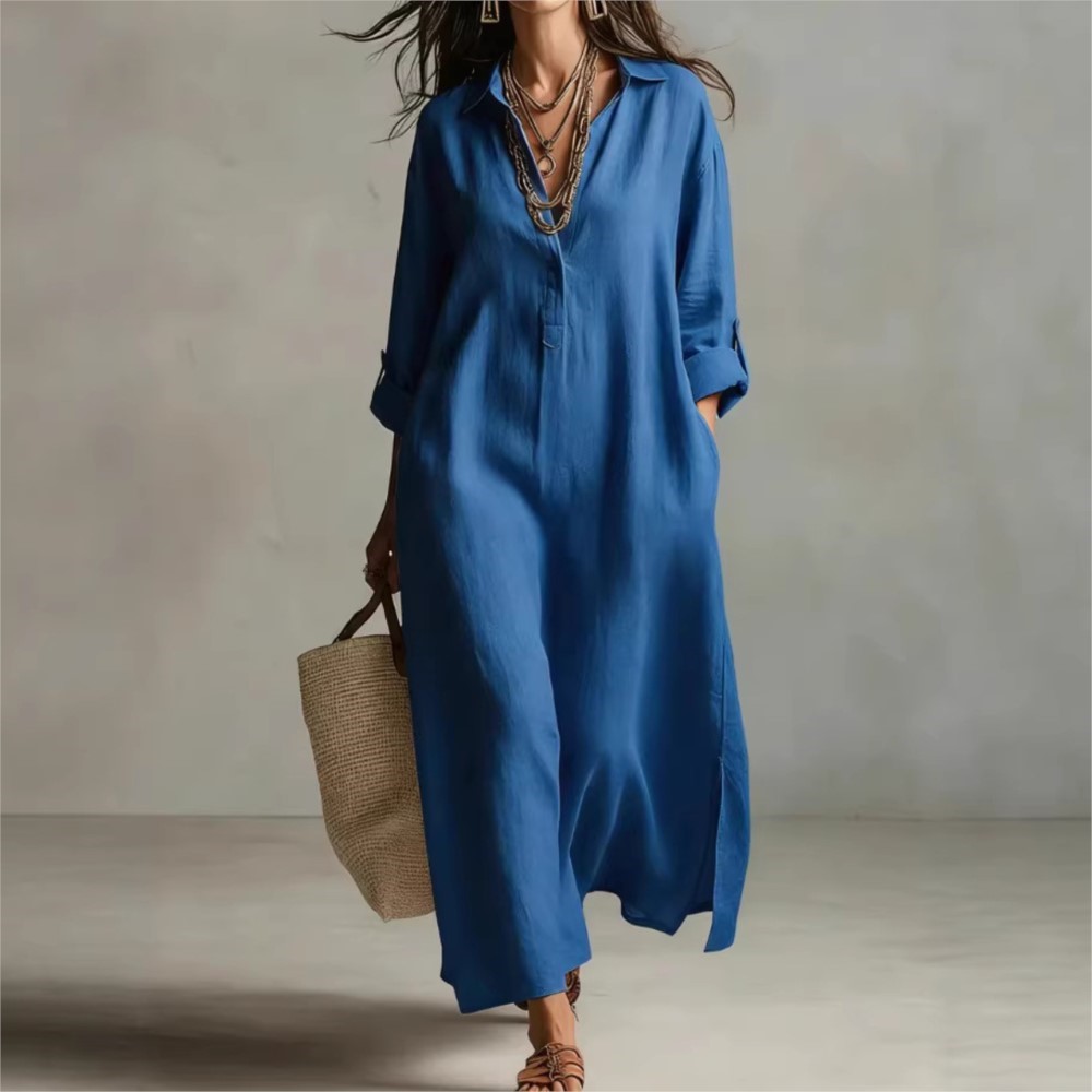 Women Vintage Linen Shirt Dres - Casual Loose Linen Shirt Dress recension och pris