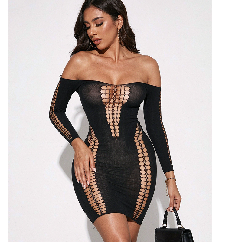 Women Sheer Mesh Long Sleeve B - Sexy Mesh Sheer Bodycon Dress recension och pris