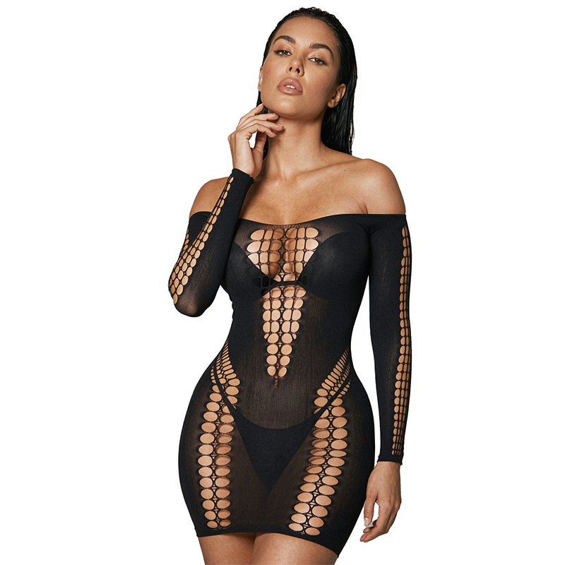Women Sheer Mesh Long Sleeve B - Sexy Mesh Sheer Bodycon Dress recension och pris