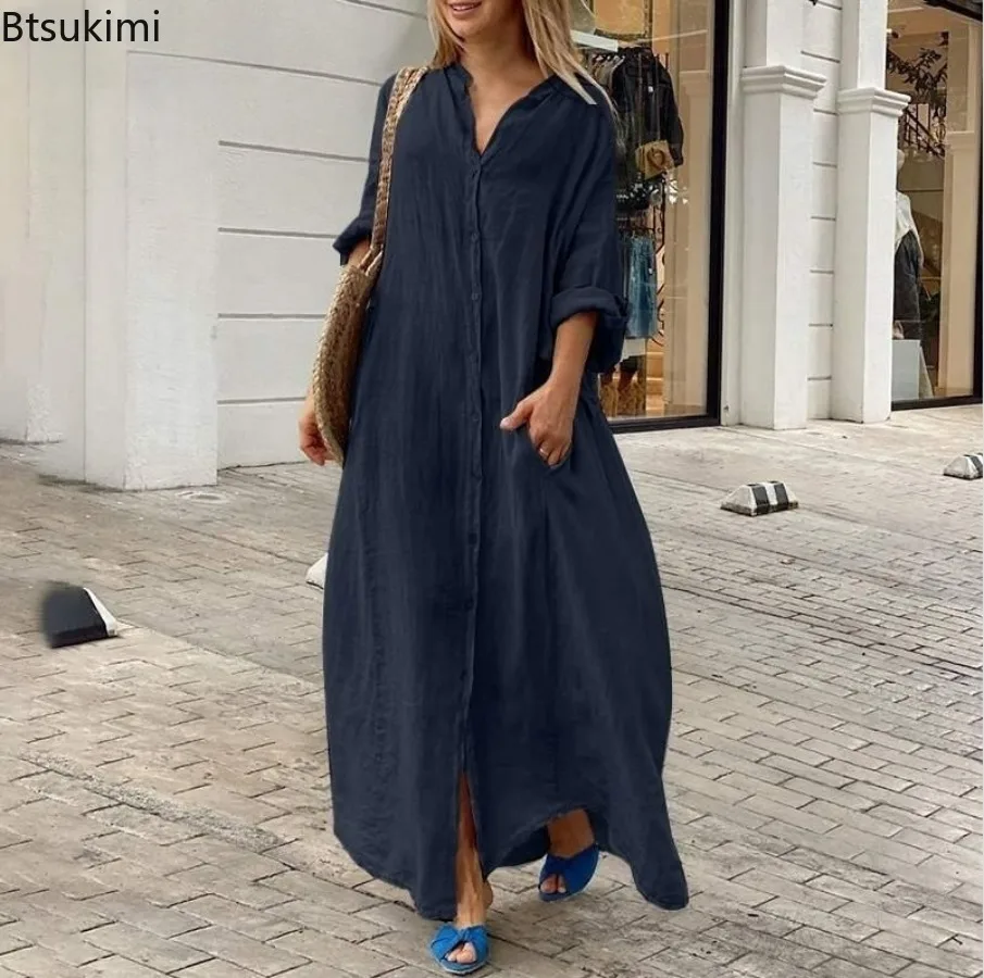 2026 Women's Casual Cotton Lin - Casual Loose Linen Shirt Dress recension och pris