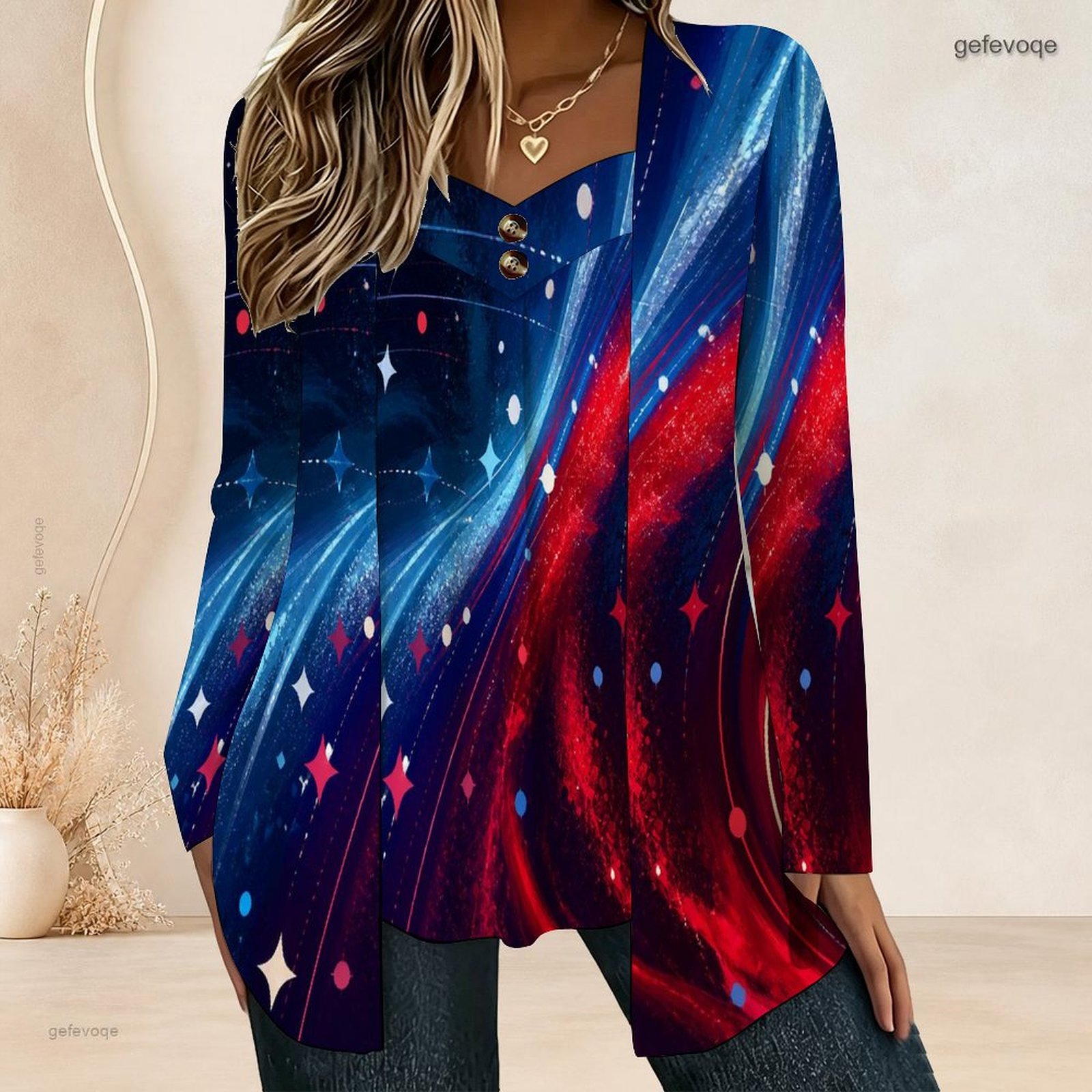 Women Fake Two Piece Long Slee - Blouses recension och pris