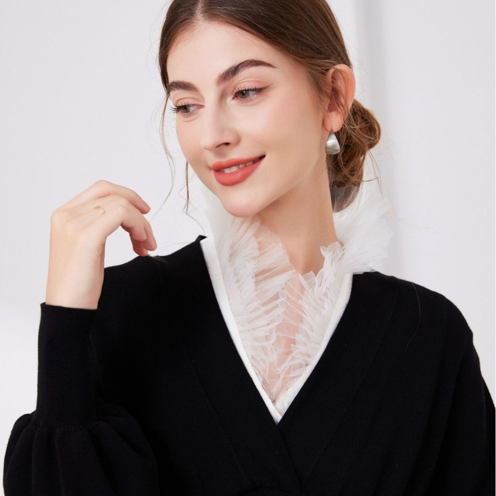 V Shape Melange Yarn Fake Coll - Tops recension och pris