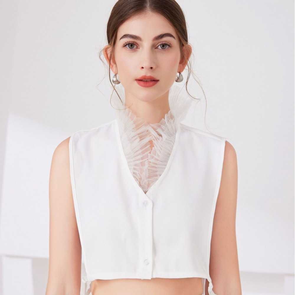 V Shape Melange Yarn Fake Coll - Tops recension och pris