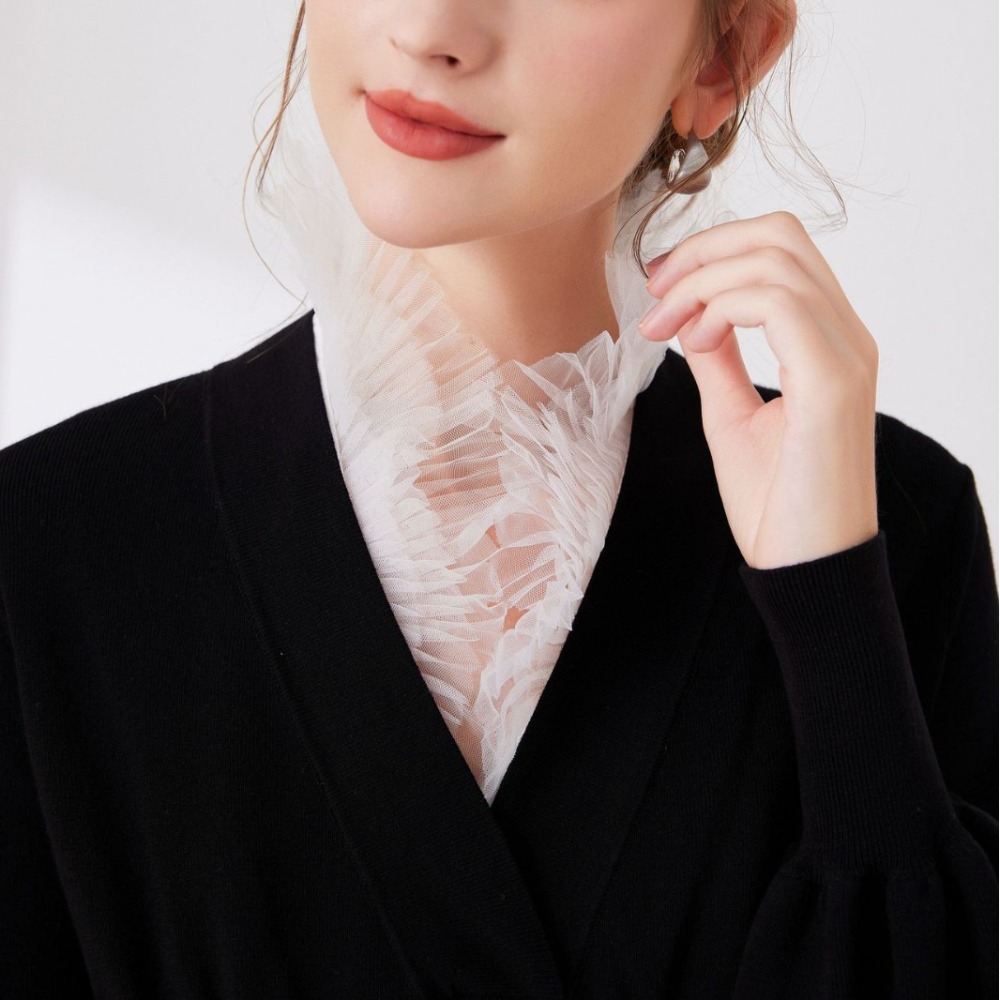 V Shape Melange Yarn Fake Coll - Tops recension och pris