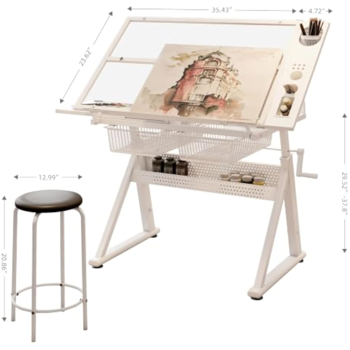 Adjustable Drafting Desk with  - Tops recension och pris