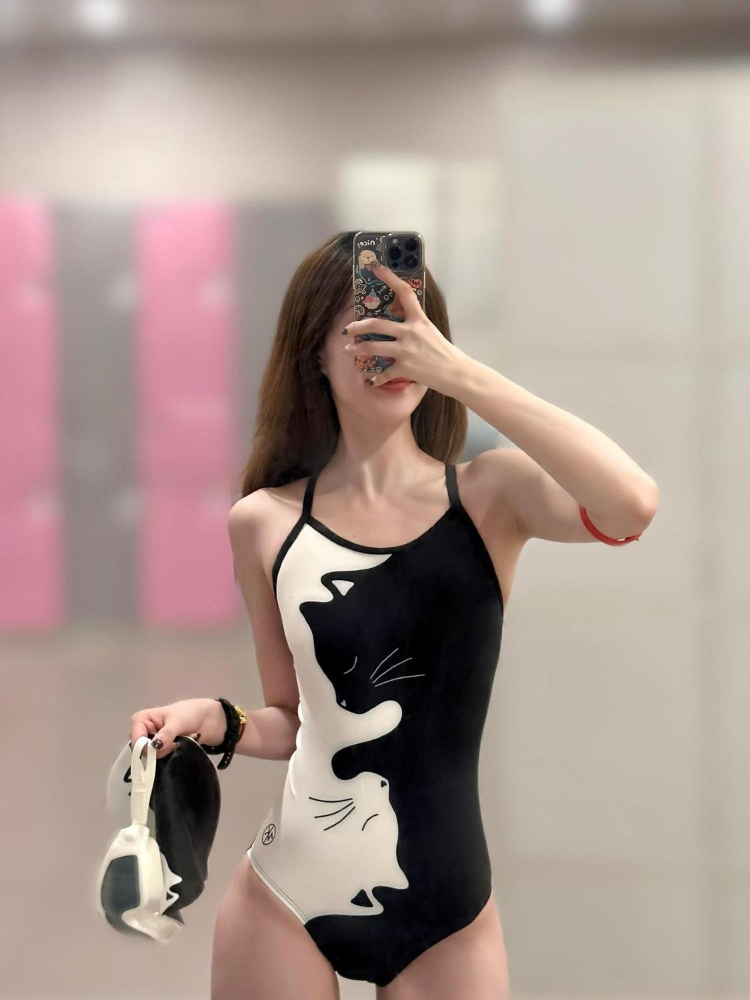 Black White Kitten Print Women - Swimwear recension och pris