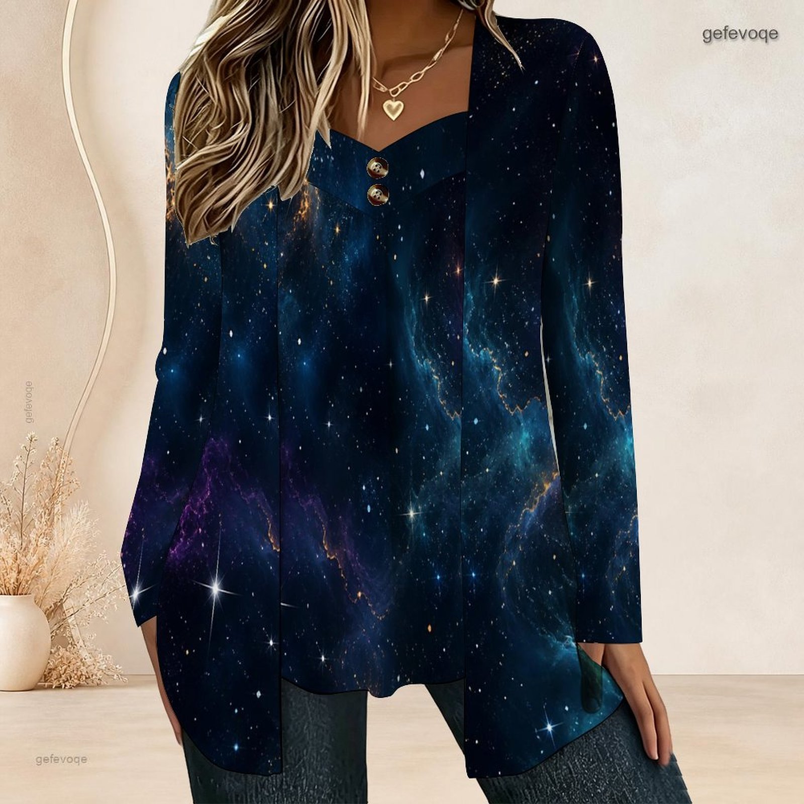 Women Fake Two Piece Long Slee - Blouses recension och pris