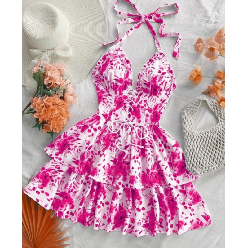 Women Vacation Style Retro Sho - French Vintage Floral Midi Dress recension och pris