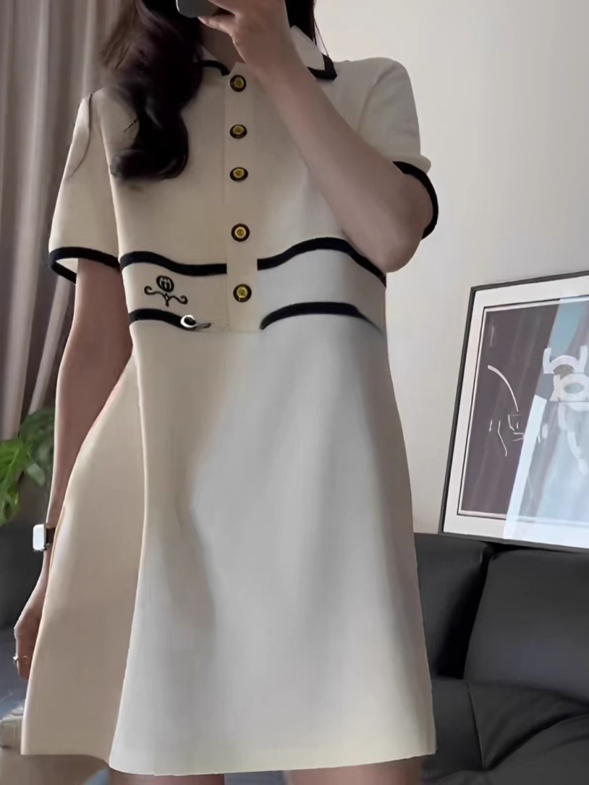plus Size  Collar Short Sleeve - Korean Style A Line Shirt Dress recension och pris