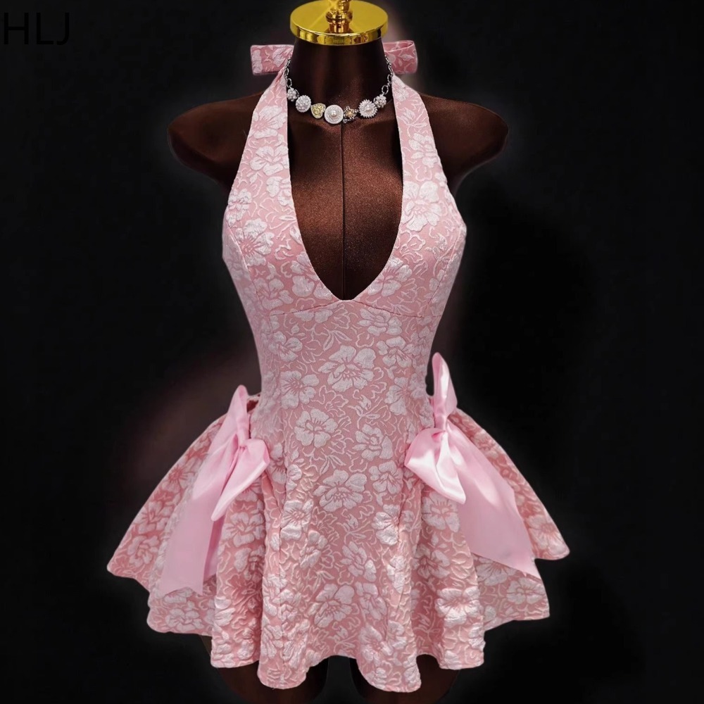 HLJ Y2K Sexy Jacquard Patchwor - Y2K Backless Halter Mini Dress recension och pris