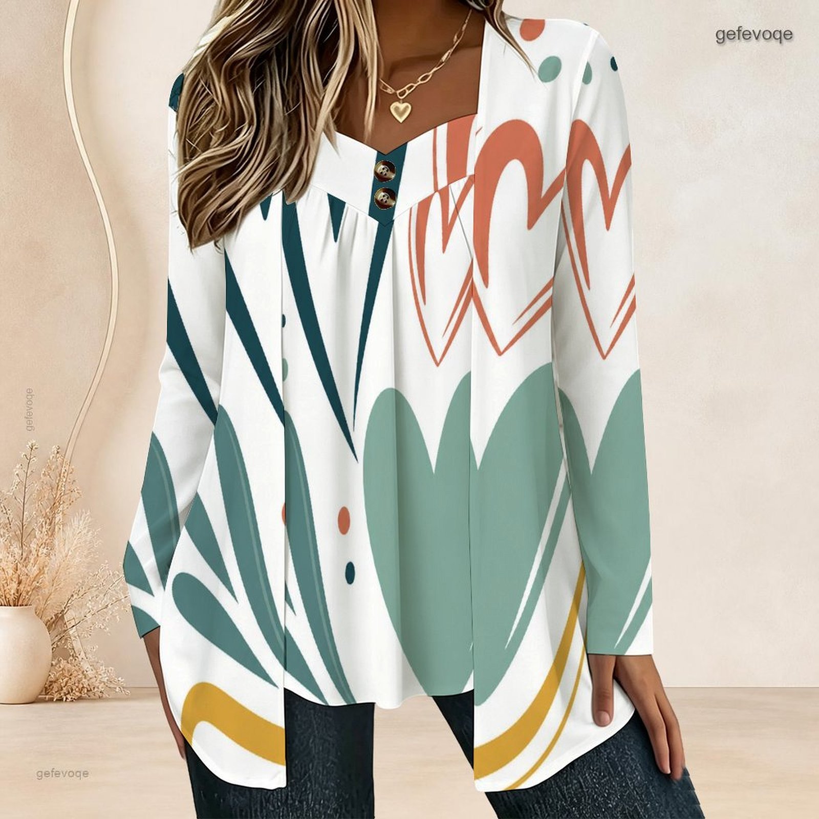 Women Fake Two Piece Long Slee - Blouses recension och pris